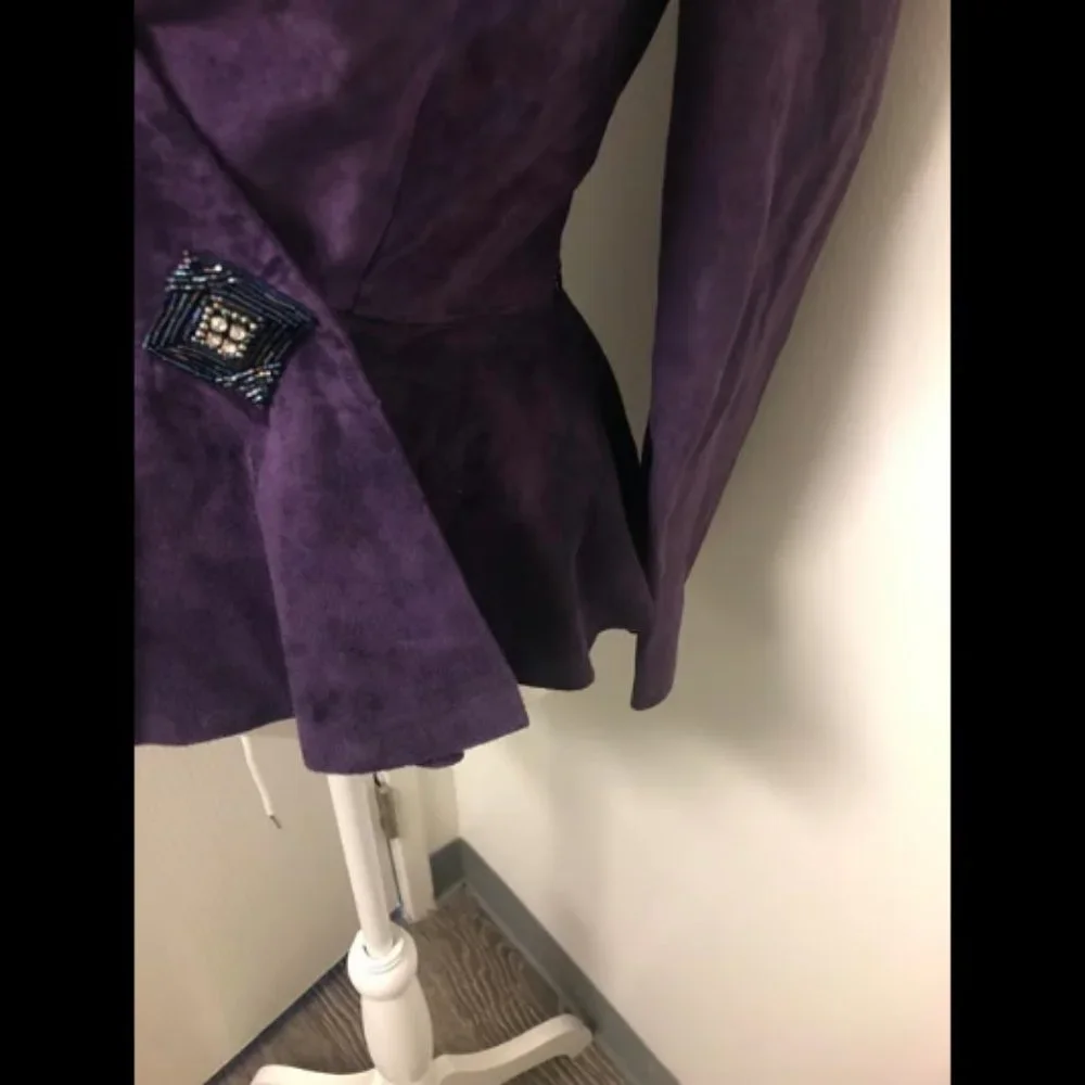 Vintage 1980s Suede Leather Peplum Jacket
